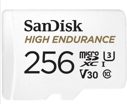 SanDisk MicroSDXC karta 256GB High Endurance (R: 100/W: 40 MB/s, Class 10, U3 V30) + adaptér