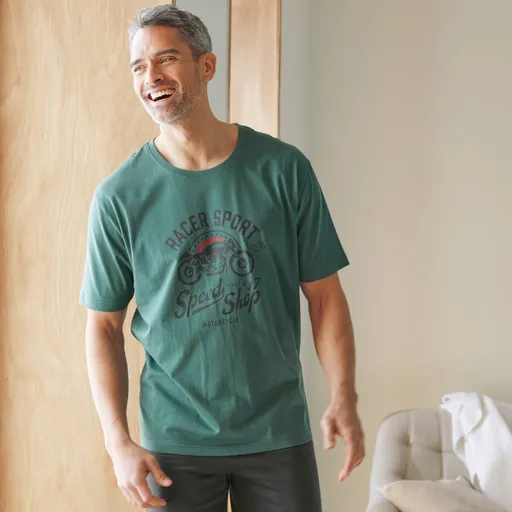 Pyžamové tričko so stredovou potlačou a krátkymi rukávmi