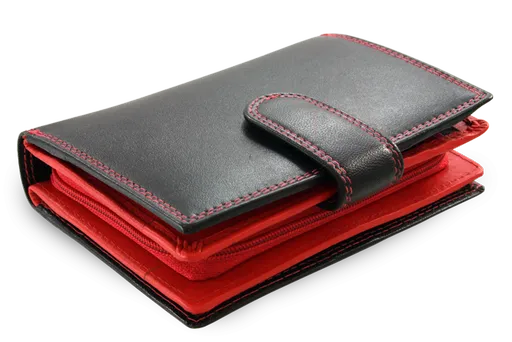 Čiernočervená dámska kožená peňaženka so zápinkou 511-8313-60/31