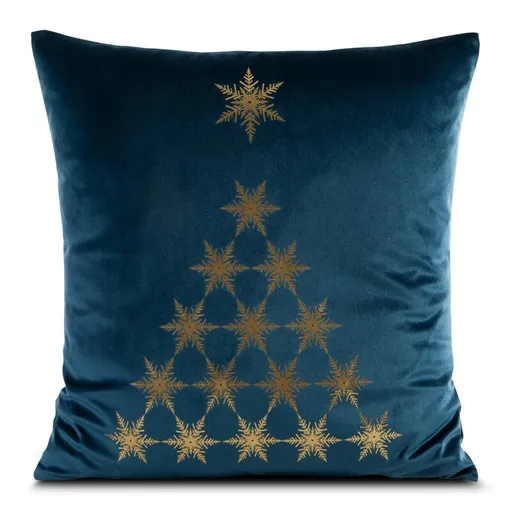 ArtFir Vianočná obliečka na vankúš JOY 2 | tmavomodrá/šampaň 45 x 45 cm