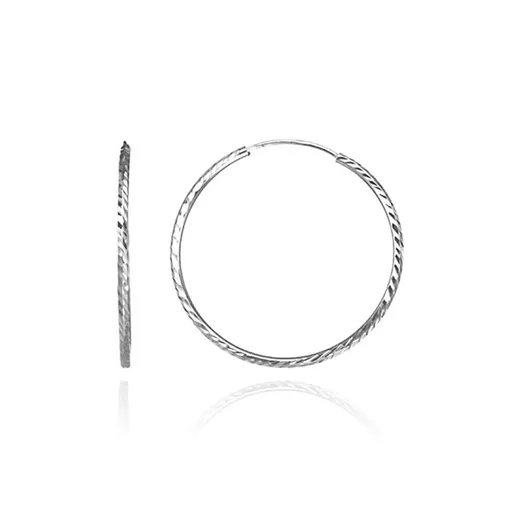 Strieborné náušnice 925 - husté rady gravírovaných lístkov, 20 mm