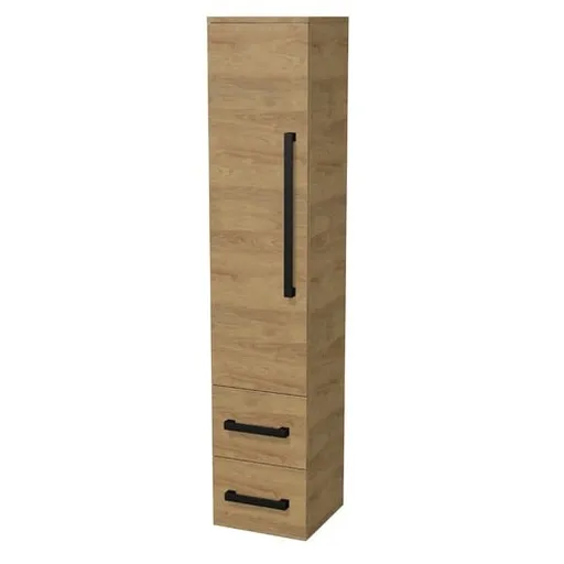 Kúpeľňová skrinka vysoká s čiernou úchytkou SAT Cube Way 35x163x33 cm dub Hickory mat CUBE3CV35DH