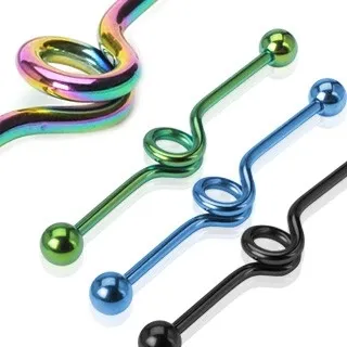 Piercing do ucha - anodizovaná skrútená činka - Farba piercing: Čierna