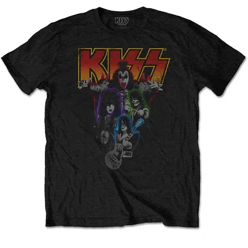 Kiss tričko Neon Band Čierna XL
