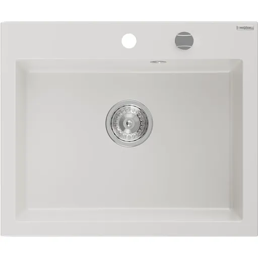 MEXEN MEXEN - Elix granitový drez 1-miska 600 x 500 mm, biela, sifón chróm 6525601005-20