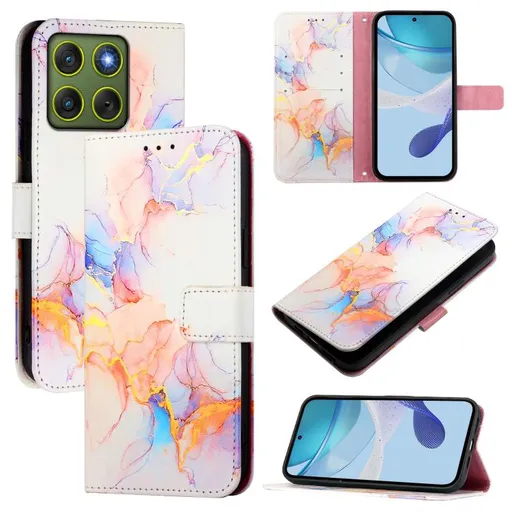 ART MARBLE Peňaženkový kryt pre Motorola Edge 70 WHITE ORANGE