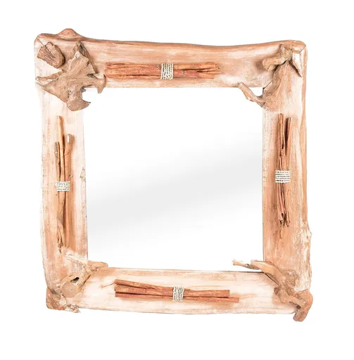 DEOKORK Teakové zrkadlo