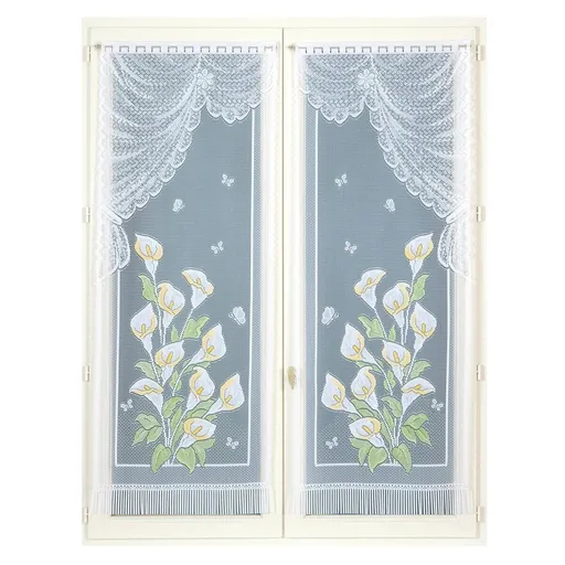 1 pár rovných vitrážových záclon s čipkou