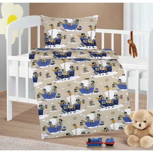 Bellatex Detské bavlnené obliečky do postieľky Agáta Námorník modrá 90 x 135 cm, 45 x 60 cm
