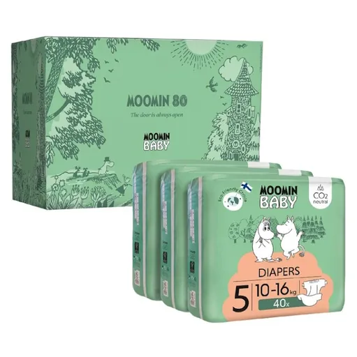 MOOMIN Baby 5 eko plienky darčekový box maxi 10–16 kg 120 kusov