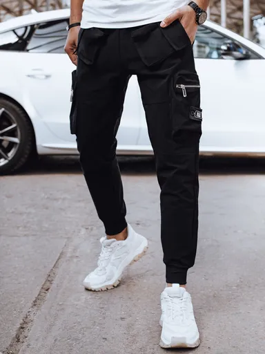 Pánske čierne cargo nohavice Dstreet UX4299