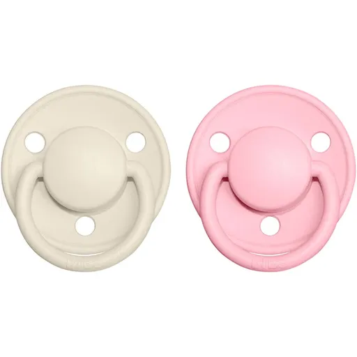 BIBS De Lux Natural Rubber Size 2: 6+ months cumlík Ivory / Baby Pink 2 ks