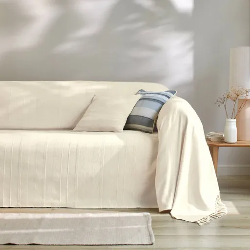 Jednofarebná ručne tkaná bavlnená prikrývka alebo obliečka na vankúš