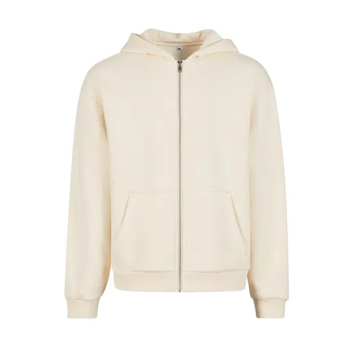 Build Your Brand Hebká pánska mikina na zips Fluffy - Svetlo piesková | 5XL