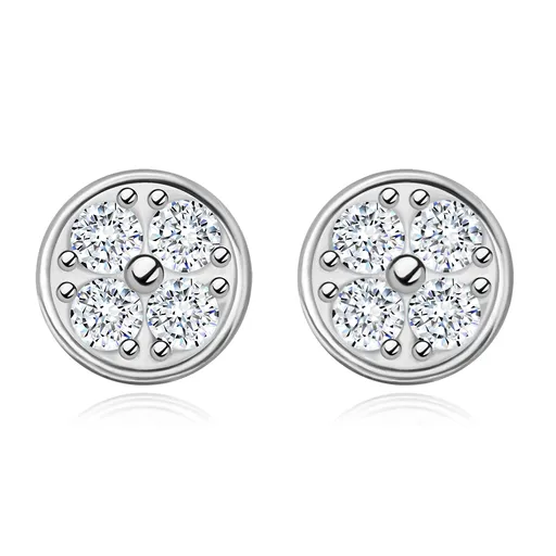 Puzetové náušnice v 925 striebre - kruh s čírymi zirkónmi, hladký lem