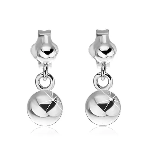 Puzetové náušnice zo striebra 925 - visiaca gulička