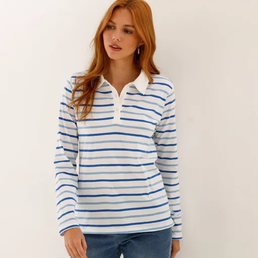 Prúžkované tričko s golierom