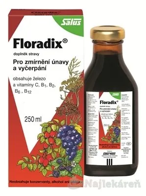 Salus Floradix Železo+ sirup k doplnění železa a zmírnění únavy a vyčerpání 250 ml