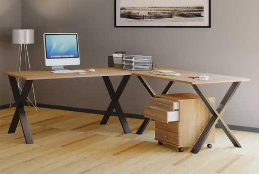 VCM Rohový stůl Lona 190x190x50 X-nohy, dub sonoma