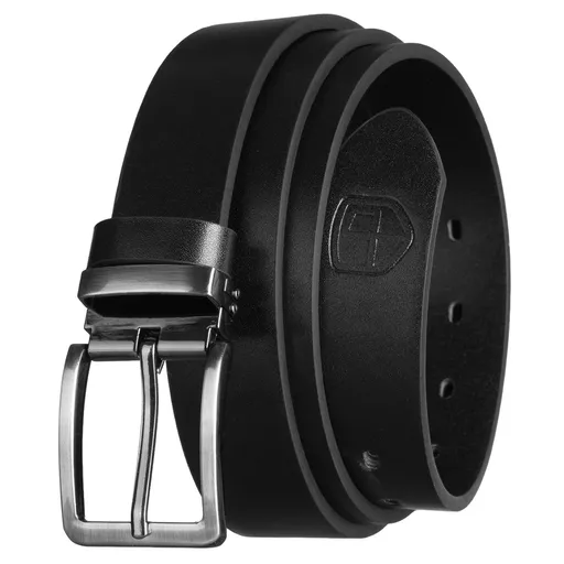 Pánsky čierny opasok z ekologickej kože s klasickou prackou