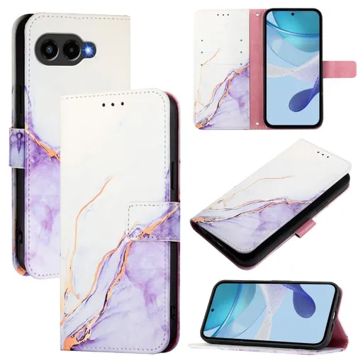 ART MARBLE Peňaženkový kryt pre T Phone 3 WHITE PURPLE