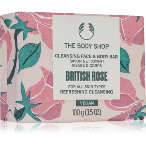 The Body Shop British Rose Cleansing Bar tuhé mydlo na telo a tvár 100 g