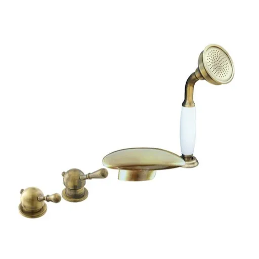 Vaňová batéria RAV Slezák LABE so sprchovacím setom stará mosadz L070.0PSM