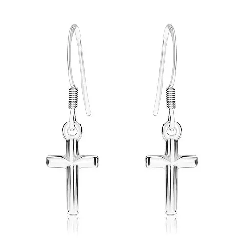 Náušnice zo striebra 925, lesklý latinský krížik na afroháčiku