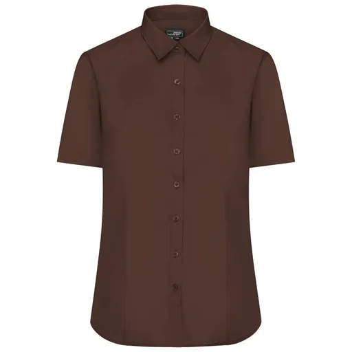 James & Nicholson (Daiber) Dámska košeľa s krátkym rukávom JN679 - Hnedá | XL
