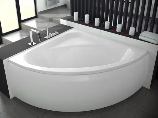 BESCO - Rohová vaňa LUKSJA - Nožičky k vani - S nožičkami, Rozmer vane - 148 × 148 cm VANLUK150 + OLVPINOZSTELWD