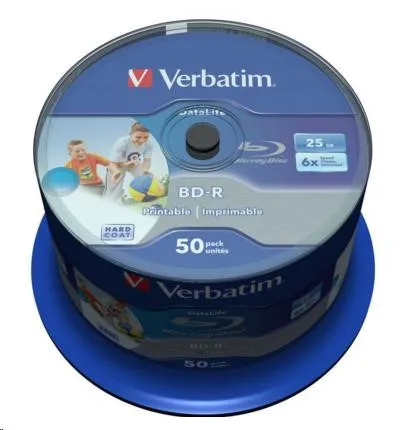 VERBATIM BD-R SL Datalife HTL (50-pack) Blue-Ray/Spindle/6x/25GB Wide Printable
