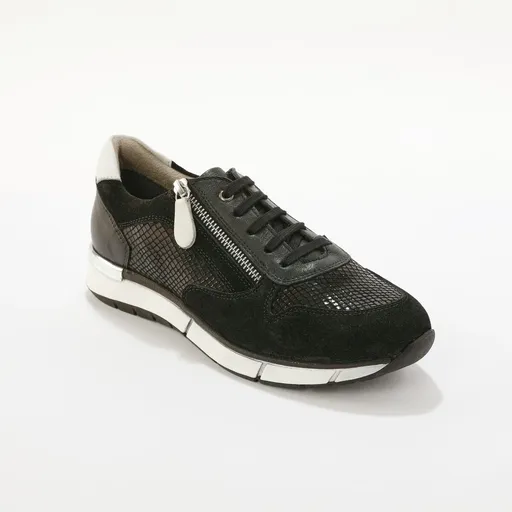 Kožené šnurovacie tenisky so zipsom a lakovanými časťami s hadím vzorom