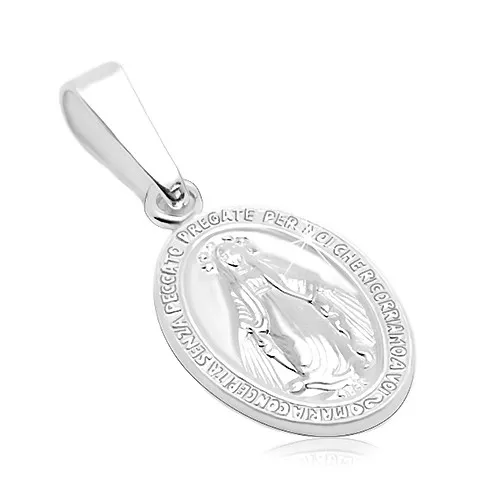 Prívesok zo striebra 925 - oválna známka so symbolmi Panny Márie