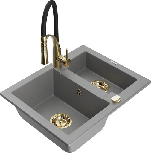 MEXEN/S MEXEN/S - Carlos granitový drez 1.5 vrátane batérie Aster, šedá 6518-71-73450-57-G