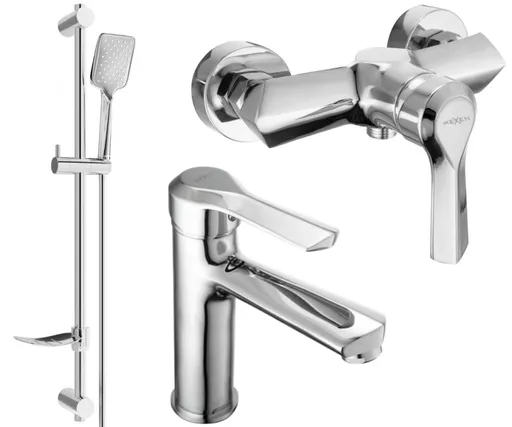MEXEN/S - Saber DF62 Set umývadlové a sprchové batérie s príslušenstvom, chróm 72104DF62-00