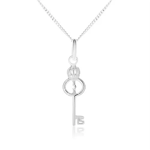 Náhrdelník zo striebra 925, prívesok kľúča, nastaviteľná retiazka