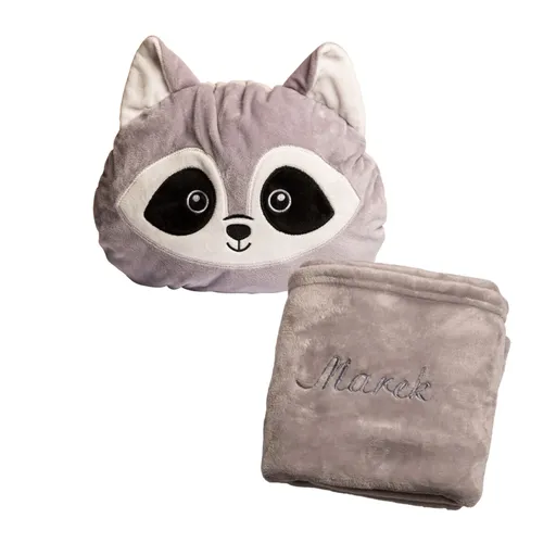 Plyšový vankúšik 2v1 Mýval s výšivkou