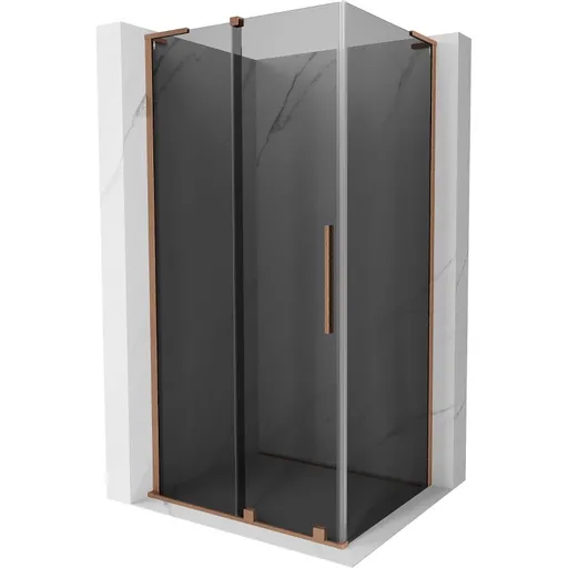 MEXEN/S - Velar L sprchovací kút, posuvné dvere 120 x 90, grafit, meď kartáčovaná - 871-120-090-33-65 871-120-090-43-65
