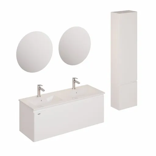 Kúpeľňová zostava s umývadlom vrátane umývadlovej batérie, vtoku a sifónu Naturel Ancona biela KSETANCONA8