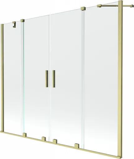 MEXEN/S - Velar Duo vaňová zástena posuvná 190 x 150, transparent, zlatá kartáčovaná 896-190-000-02-55