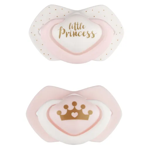 CANPOL BABIES Set symetrických silikónových cumlíkov 6-18m ROYAL BABY ružový 2 ks