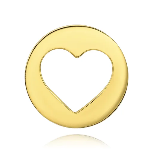 Zlatý prívesok 9K v tvare kruhu s výrezom srdca a líniou zirkónov