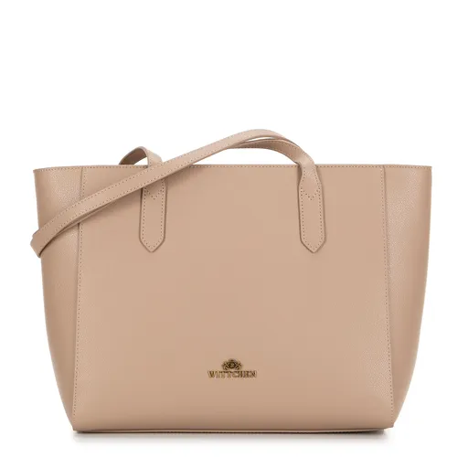 Dámska shopper kabelka z kože béžová 100-4E-602-9