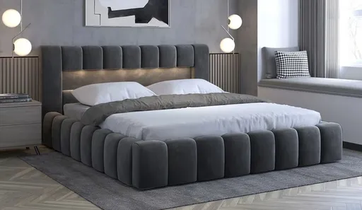 ArtElta Manželská posteľ LAMICA s osvetlením | 160 x 200 cm Farba: Monolith 97