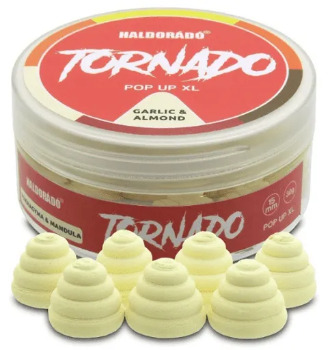 Haldorádó plávajúce boilie pop-up tornado xl 30 g 15 mm - cesnak mandle