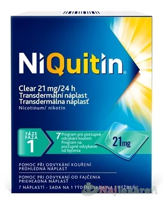 NIQUITIN CLEAR PATCH nikotínové náplaste 21mg/7ks