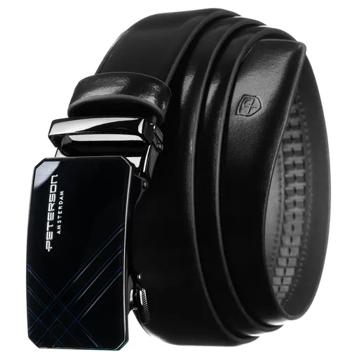 Čierny pánsky opasok z prírodnej kože s automatickou prackou - Peterson