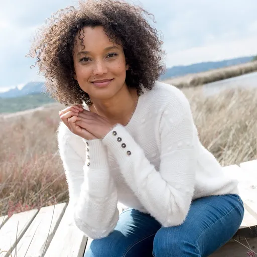 Pulóver s okrúhlym výstrihom, z úpletu s predĺženým vláknom