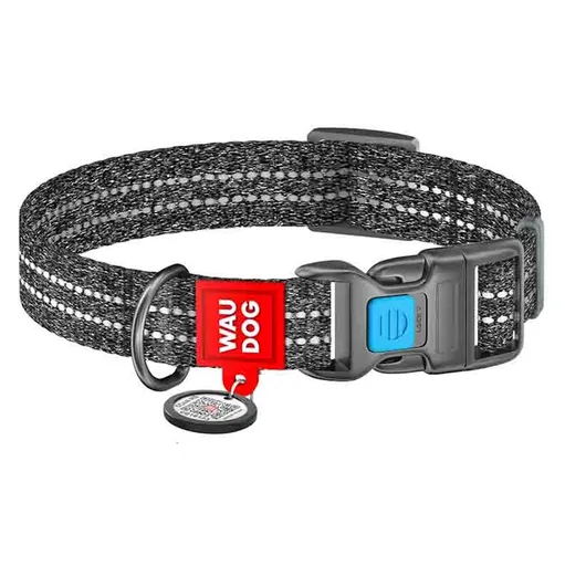 WAUDOG Re-cotton Bavlnený obojok pre psov sivý 1 kus, Veľkosť: S