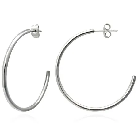 Náušnice z ocele 316L striebornej farby - klasické kruhy, 40 mm